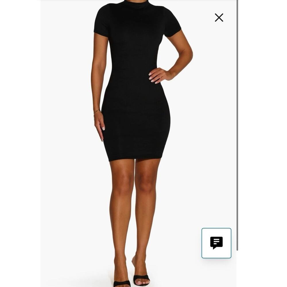 NWOT N By Naked Wardrobe Bare Crewneck Minidress in Black SZ S